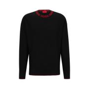 Oversized Heren Trui met Logokraag Hugo Boss , Black , Heren