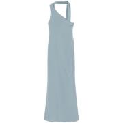 Blauwe One-Shoulder Draperen Jurk Taller Marmo , Blue , Dames