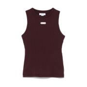 Burgundy Crew Neck Sleeveless Top Alexander McQueen , Red , Dames