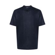 Linnen-Katoen T-Shirt Herno , Blue , Heren