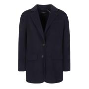 Navy Wol Dubbele Jas Max Mara Weekend , Blue , Dames