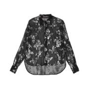 Zwarte Bloemen Pailletten Shirt Siedrés , Black , Dames