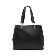 Zwarte Pebble Textuur Logo Print Tas Emporio Armani , Black , Dames