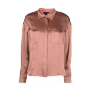 Roze Satijnen Western-Style Shirt Tom Ford , Pink , Dames