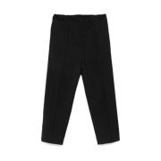 Zwarte Wol Tapered Leg Broek Seven Gauge , Black , Heren