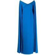 Cerulean Blue Off-Shoulder Cape Jurk Marchesa , Blue , Dames