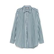 Donkergroene Button-Up Shirt met Box-Pleat Detail Remain Birger Christ...