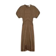 Bruine V-hals Korte Mouw Jurk Isabel Marant , Brown , Dames