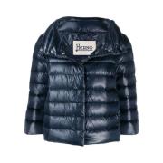 Navy Blauw Gewatteerd Hoge Hals Jas Herno , Blue , Dames