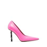 Hot Pink Leren Drill-Hak Pumps Vetements , Pink , Dames