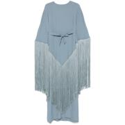 Groen Aqua Cape Mouw Franje Jurk Taller Marmo , Blue , Dames