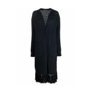 Donkerblauwe Chunky-Gebreide Rande Cardi-Jas Antonino Valenti , Blue ,...