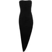 Zwarte strapless aansluitende jurk met asymmetrische rand Norma Kamali...