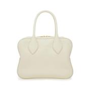 Witte Leren Handtas met Gouden Hardware Salvatore Ferragamo , White , ...