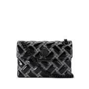 Zwarte Schoudertas met Kettingriem Kurt Geiger , Black , Dames