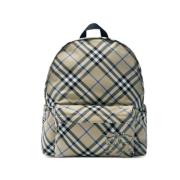 Rugzak met Ruitpatroon en Ritssluiting Burberry , Beige , Heren