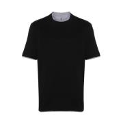 Zwart Katoenen Jersey Gelaagd T-shirt Brunello Cucinelli , Black , Her...