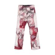 Patchwork Denim Jeans met Bloemendetails Who Decides War , Multicolor ...