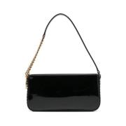 Zwarte Leren Schoudertas met Ketting Stella McCartney , Black , Dames