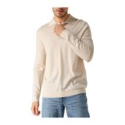 Merino Polo Gebreide Trui Beige Selected Homme , Beige , Heren