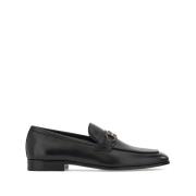 Zwarte leren instappers met Gancini gesp Salvatore Ferragamo , Black ,...