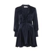 Navy Blue V-Hals Jurk met Shawl Revers Zimmermann , Blue , Dames