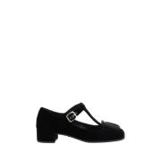 Velvet Ballerina met Blokhak Prada , Black , Dames