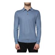 Hemelsblauwe Zijden Kraag Pullover Sweater Dolce & Gabbana , Blue , He...