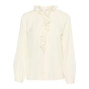 Vrouwelijke Blouse met Ruchedetail InWear , White , Dames