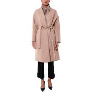 Oversized wollen jas met details van imitatieleer Pinko , Pink , Dames