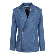 Double-Breasted Denim Blazer Ralph Lauren , Blue , Dames