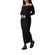 Zwarte Midi Jurk voor Vrouwen Envii , Black , Dames