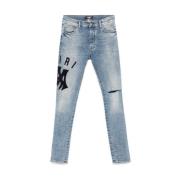 Indigo Blauwe Klassieke Jeans Met Knoopsluiting Amiri , Blue , Heren