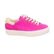 Roze Nubuck Sneaker Veters Rubberen Zool Paul Green , Pink , Dames