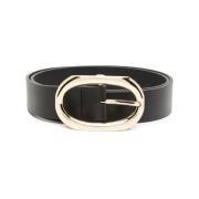 Zwarte Leren Riem met Gouden Hardware Anine Bing , Black , Dames