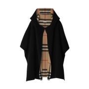 Equestrian Knight Motif Cashmere Cape Burberry , Black , Dames