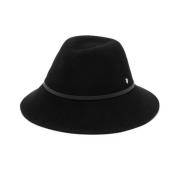 Zwarte vilten Fedora Hoed met Logo Plaque Helen Kaminski , Black , Dam...