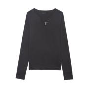 Donkergrijze Henley Hals Trui Zadig & Voltaire , Gray , Dames