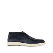 Marineblauwe Leren Loafers Santoni , Blue , Heren