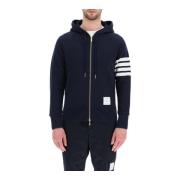 4-Bar Zip-Up Hoodie met trekkoord capuchon Thom Browne , Blue , Heren