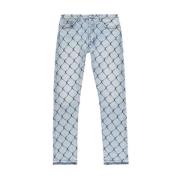 Cage Slim-Leg Jeans met Grafische Print Gallery Dept. , Blue , Heren