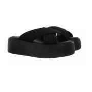 Geweven Slide Zwarte Plateau Sandaal Calvin Klein , Black , Dames