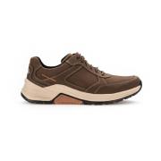 Heren Lage Sneakers, Leer, Verwisselbaar Voetbed Gabor , Brown , Heren