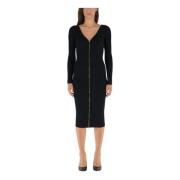 Midi Jurk met Lange Mouwen Elisabetta Franchi , Black , Dames