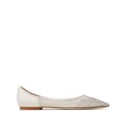 Beige Kristal Mesh Puntige Neus Schoenen Jimmy Choo , White , Dames