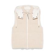 Beige Gewatteerd Vest met Capuchon Brunello Cucinelli , Beige , Dames