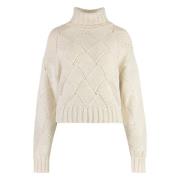 Geribbelde Turtleneck Sweater MVP wardrobe , Beige , Dames