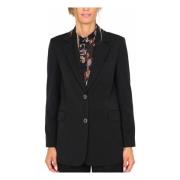 Oversized Zwarte Blazer met Juweelknopen Liu Jo , Black , Dames