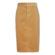 Corduroy High-waist Pencil Midi Rok Ralph Lauren , Brown , Dames