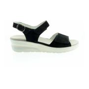 Comfortabele leren sandalen met sleehak Lloyd , Black , Dames